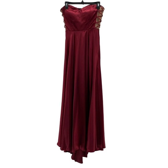 Blondie by Stacy Sklar Strapless Full Length Faux Wrap Dress Size 5 - Picture 1 of 9